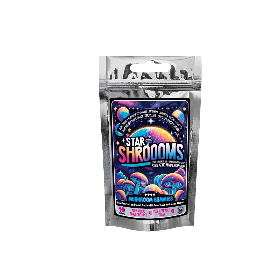 IQ Nootropics Presents: Innooova Starshrooms Nootropic + Adaptogenic Mushroom Gummies – Lion’s Mane, Reishi, Chaga, Cordyceps & Turkey Tail – Cognitive & Immunity Support – 10 Vegan Gummies