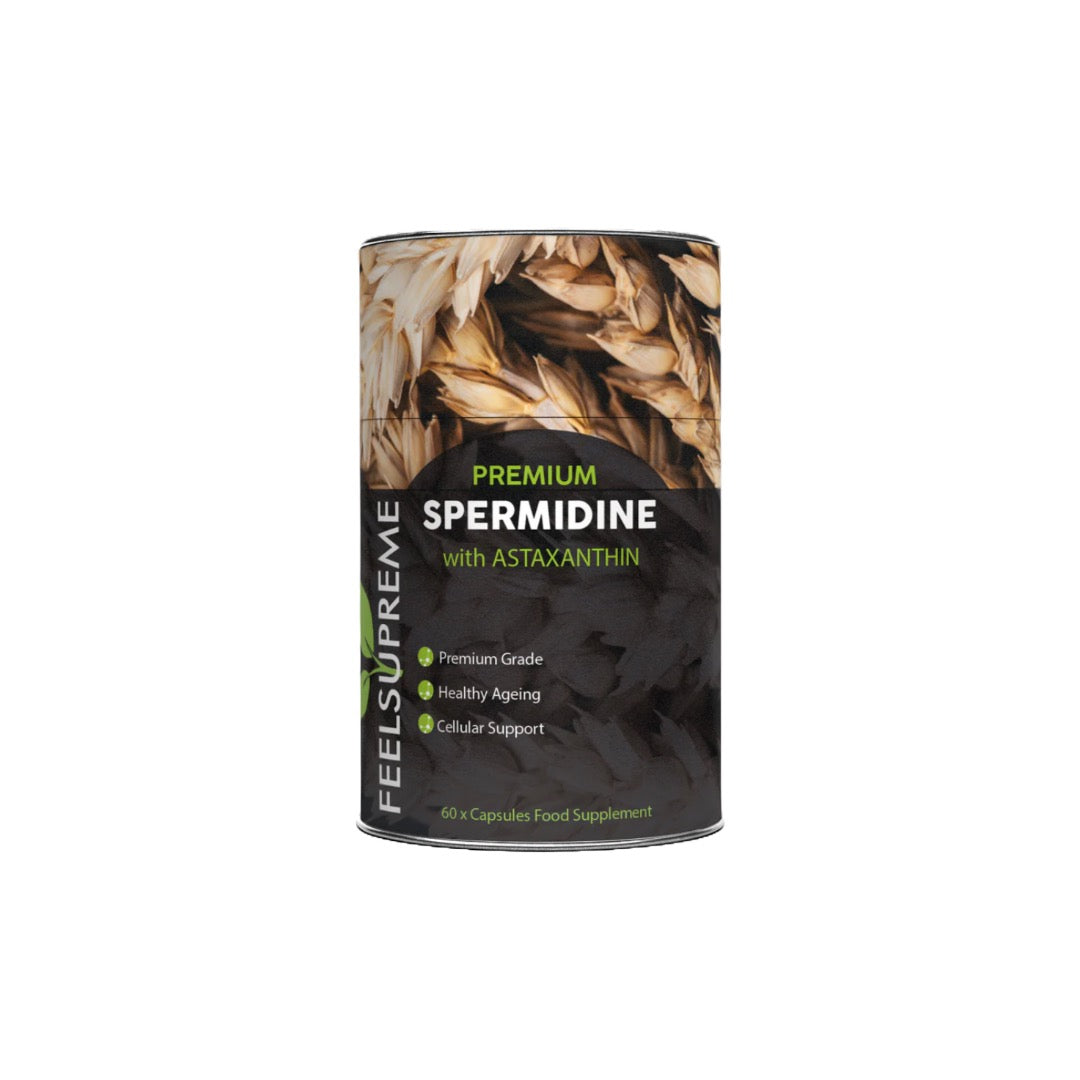 IQ Nootropics Presents: Feel Supreme Premium Spermidine & Astaxanthin Complex – Cellular Health & Longevity Support – 500mg Spermidine + 80mg Astaxanthin – 60 Vegan Capsuless