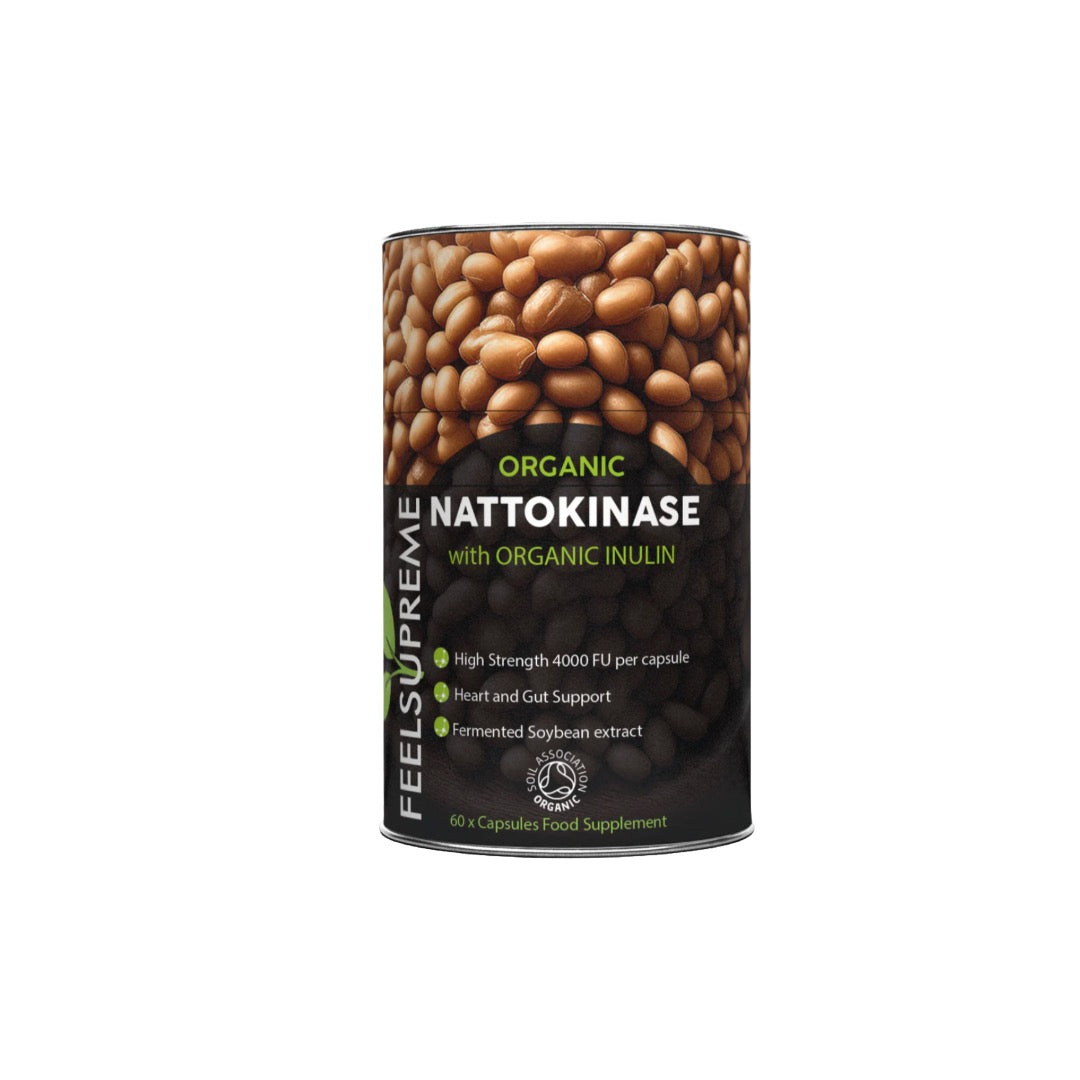 IQ Nootropics Presents: Organic Nattokinase with Inulin Supplement – High Strength Cardiovascular Support – 60 Vegan Capsules