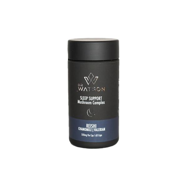 IQ Nootropics Presents: Dr. Watson's Sleep Support Mushroom Capsules – 500mg Vegan Blend with Reishi, Chamomile, Valerian, Ashwagandha, L-Theanine & Zinc – Calm, Relaxation & Deep Sleep – 60 Capsules