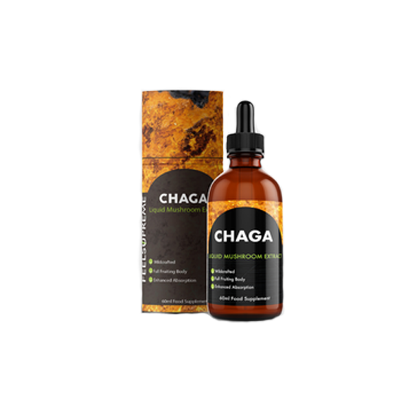 IQ Nootropics Presents: Feel Supreme Chaga Mushroom Liquid – 90,000mg Antioxidant-Rich Extract – Immune, Liver & Energy Support – 60ml Vegan Bottle